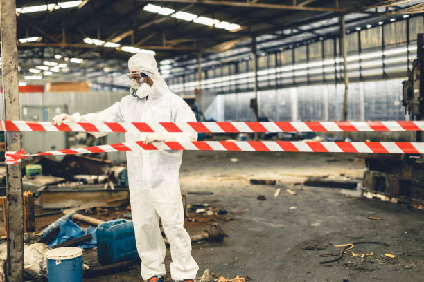 Professional Biohazard Cleanup technician working in Skidmore, TX